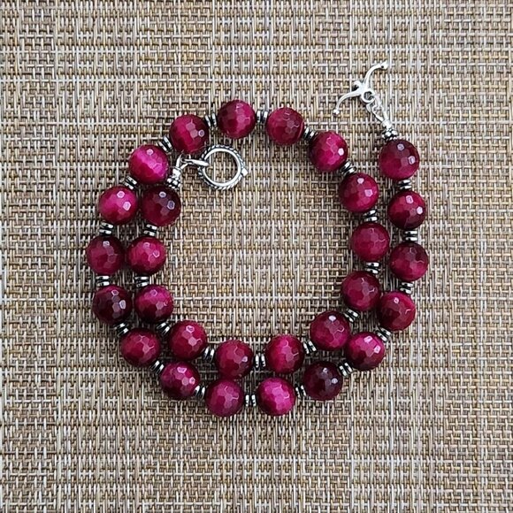 HOT PINK TIGERS EYE NECKLACE